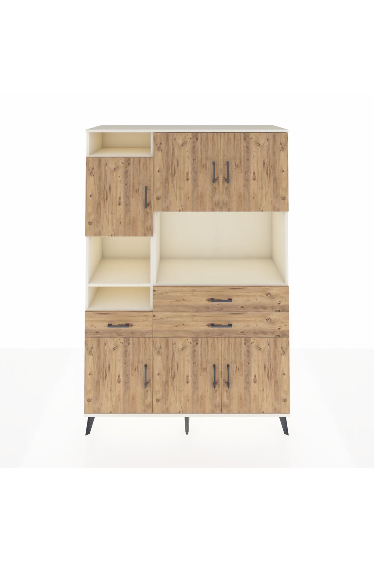 Hyperion Dolap 9 Raflı 3 Çekmeceli 6 Kapaklı 132x44x195 Aytaşı-Çam/Çam