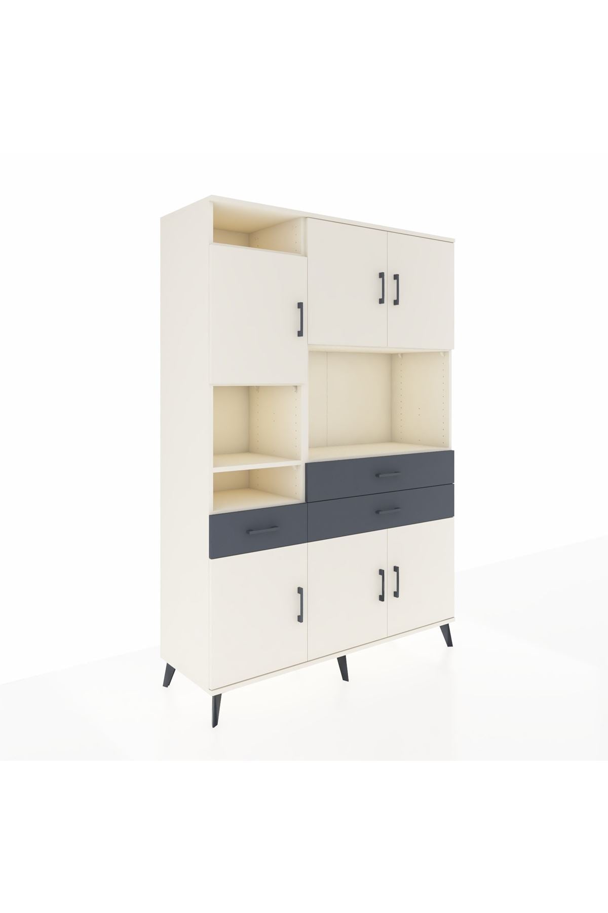 Hyperion Dolap 9 Raflı 3 Çekmeceli 6 Kapaklı 132x44x195 Aytaşı-Aytaşı/Antrasit