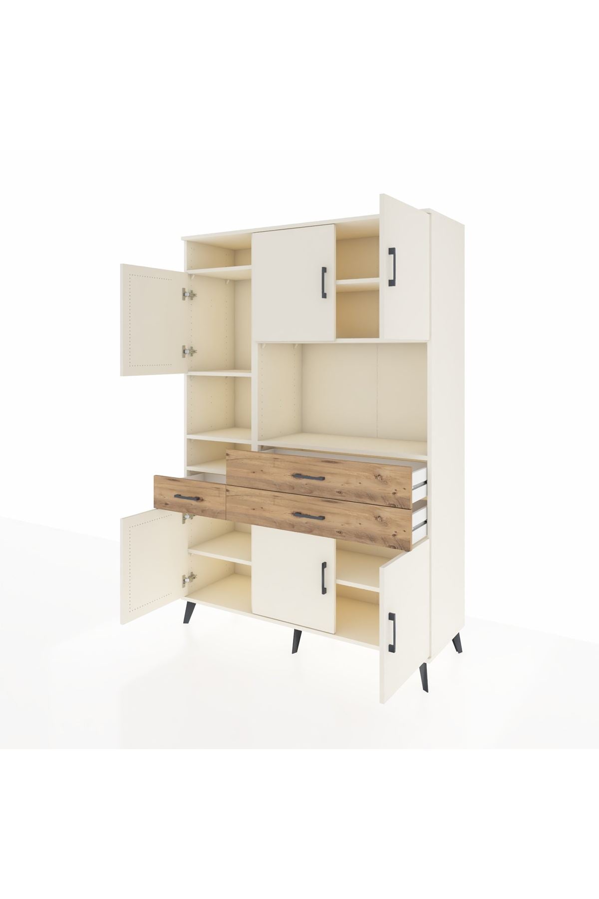 Hyperion Dolap 9 Raflı 3 Çekmeceli 6 Kapaklı 132x44x195 Aytaşı-Aytaşı/Çam