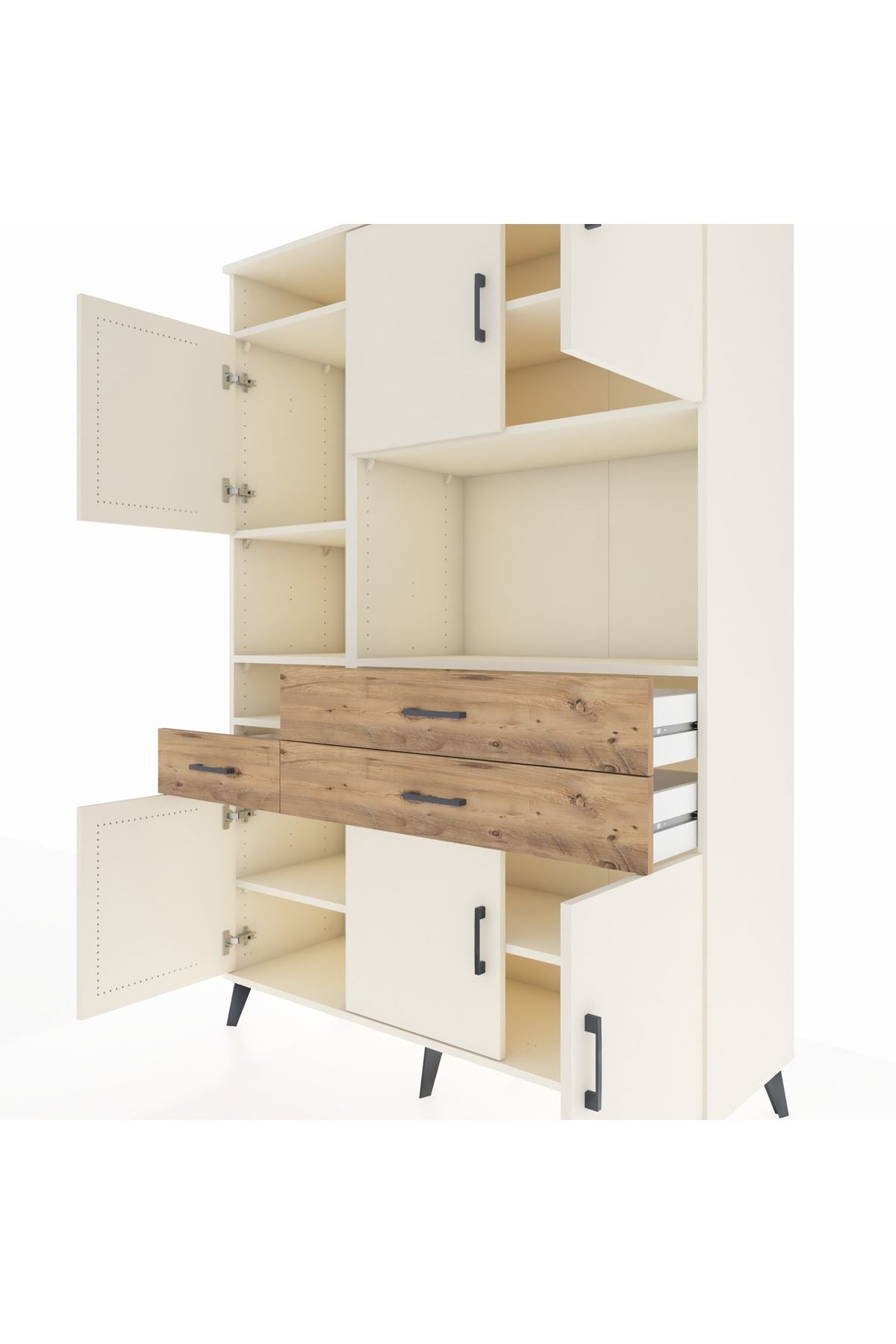 Hyperion Dolap 9 Raflı 3 Çekmeceli 6 Kapaklı 132x44x195 Aytaşı-Aytaşı/Çam