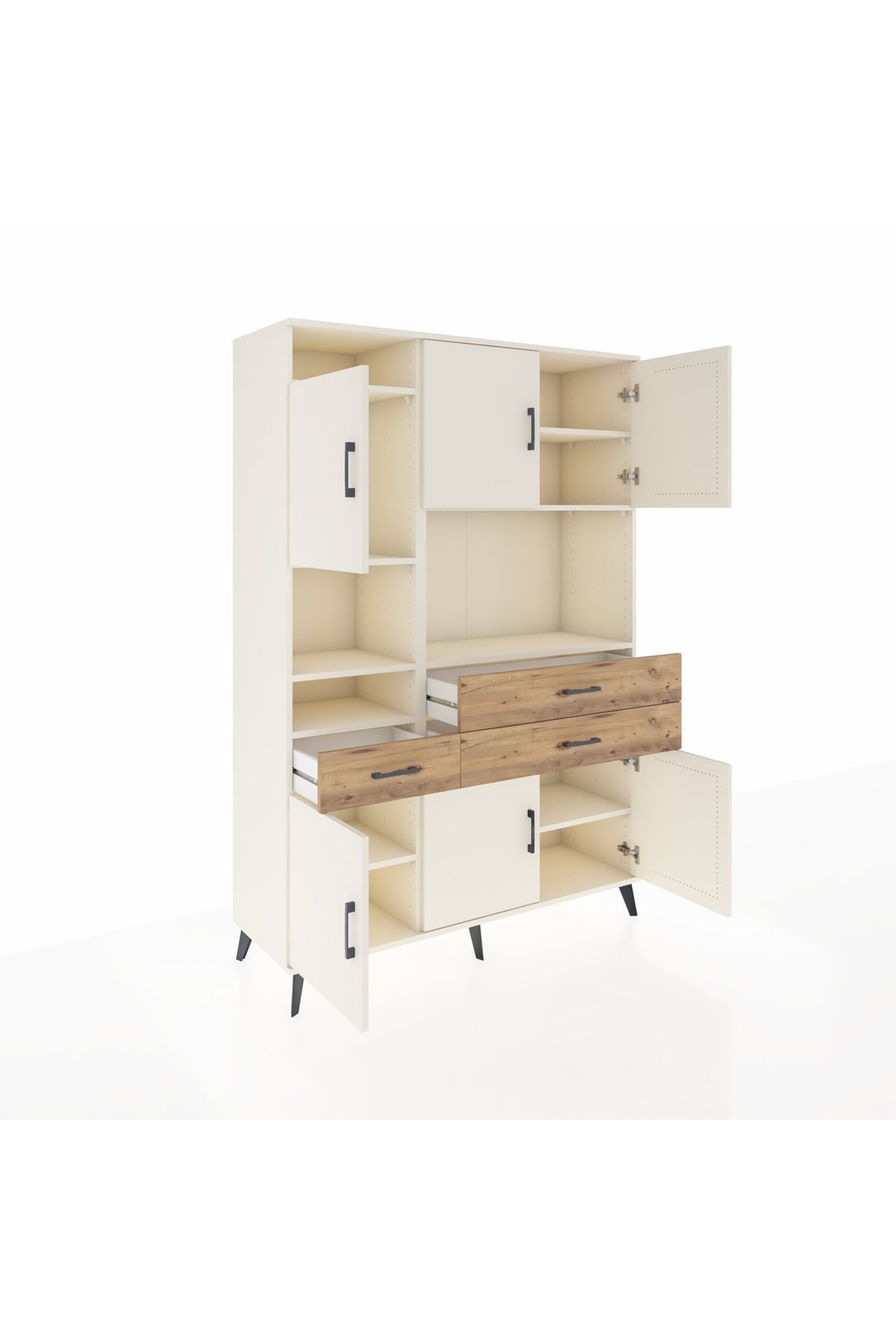 Hyperion Dolap 9 Raflı 3 Çekmeceli 6 Kapaklı 132x44x195 Aytaşı-Aytaşı/Çam