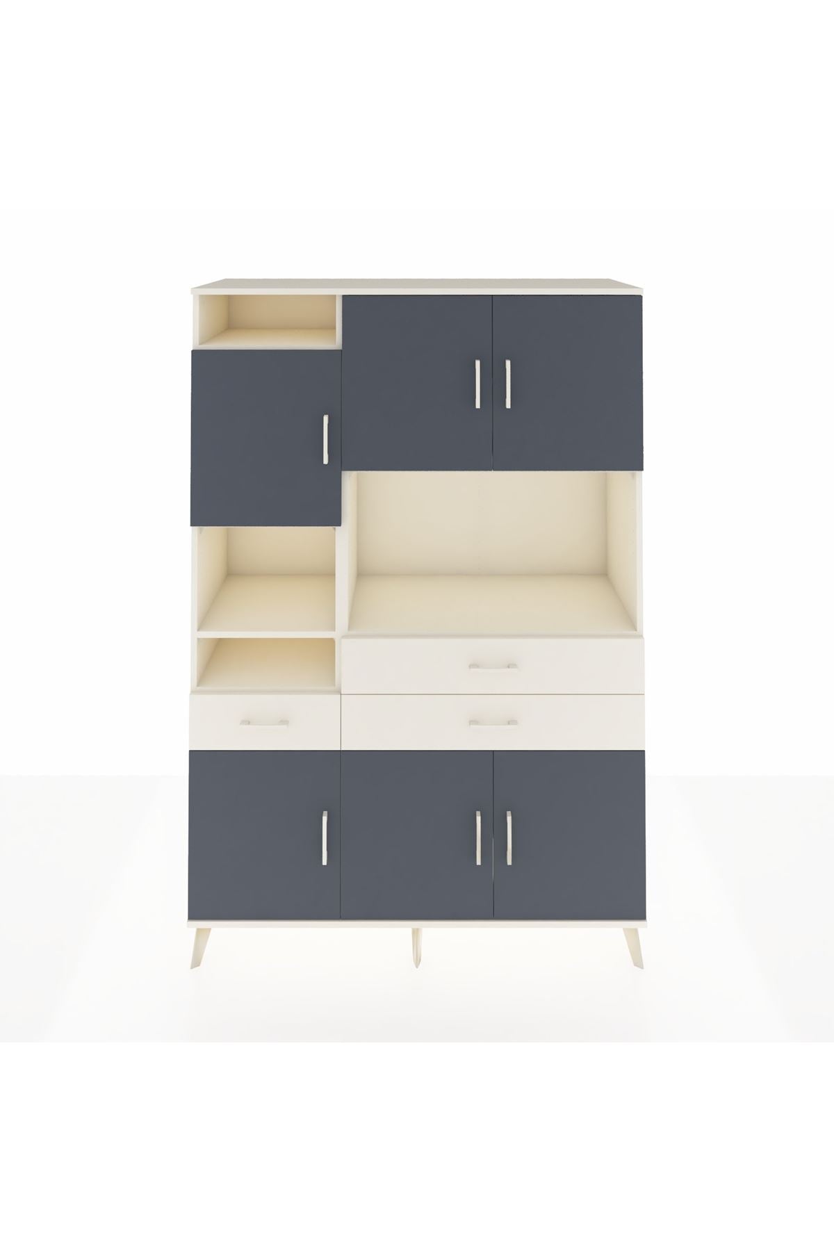 Hyperion Dolap 9 Raflı 3 Çekmeceli 6 Kapaklı 132x44x195 Aytaşı-Antrasit/Aytaşı