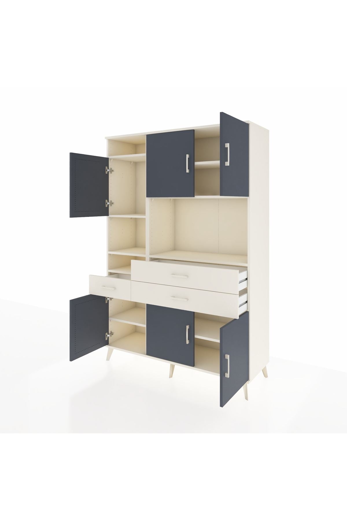 Hyperion Dolap 9 Raflı 3 Çekmeceli 6 Kapaklı 132x44x195 Aytaşı-Antrasit/Aytaşı