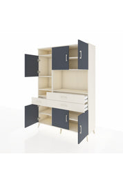 Hyperion Dolap 9 Raflı 3 Çekmeceli 6 Kapaklı 132x44x195 Aytaşı-Antrasit/Aytaşı