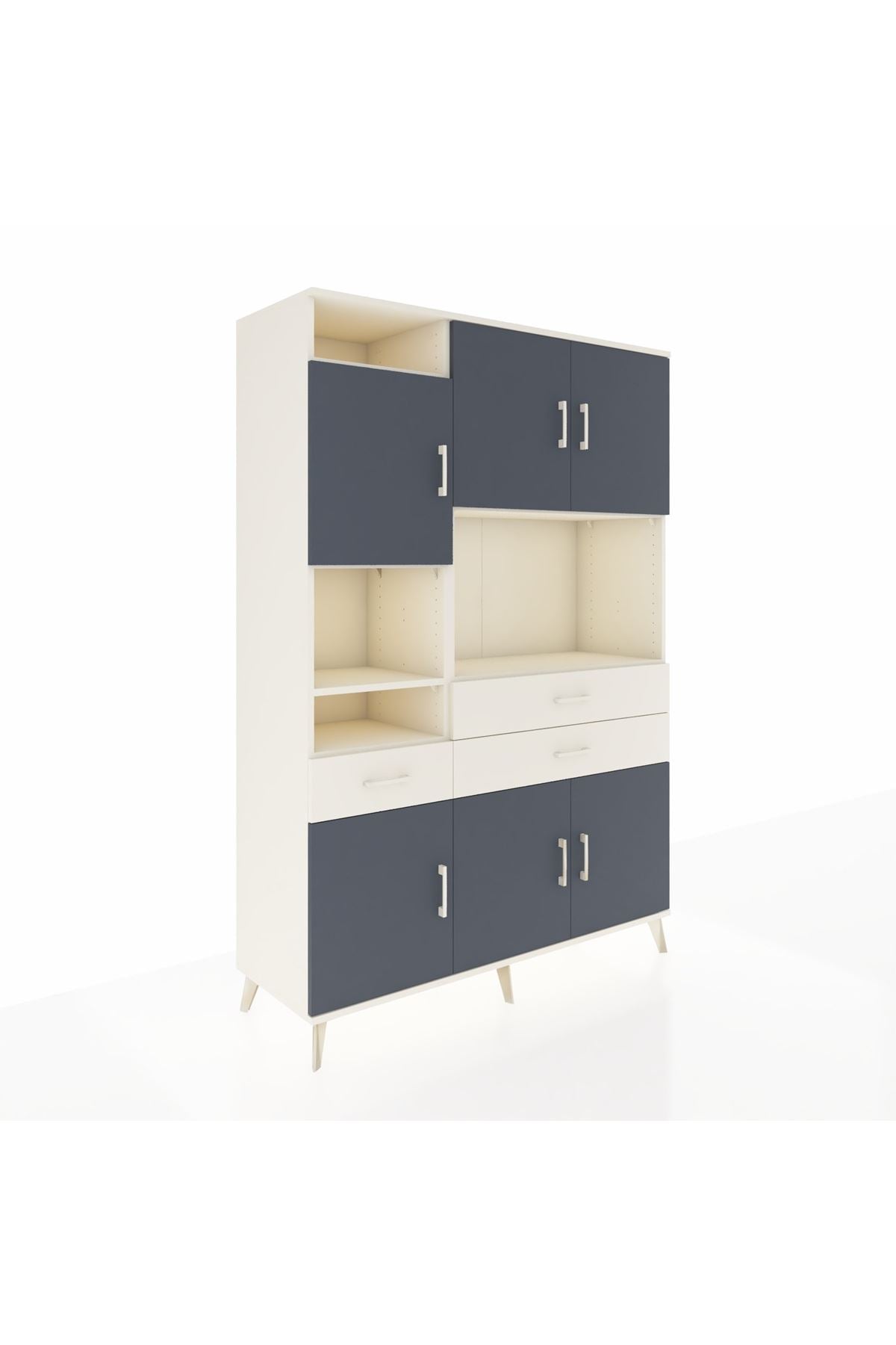 Hyperion Dolap 9 Raflı 3 Çekmeceli 6 Kapaklı 132x44x195 Aytaşı-Antrasit/Aytaşı