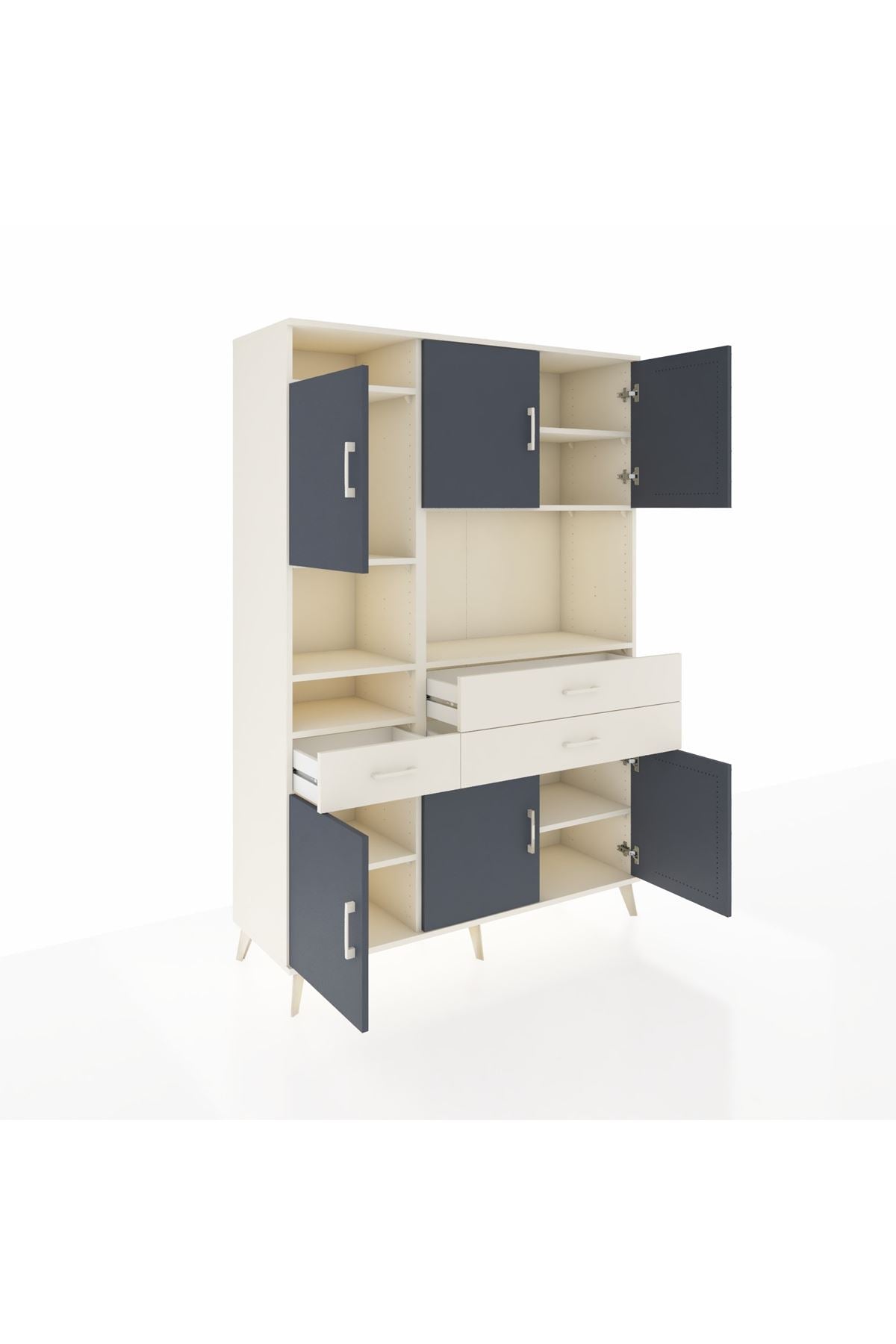 Hyperion Dolap 9 Raflı 3 Çekmeceli 6 Kapaklı 132x44x195 Aytaşı-Antrasit/Aytaşı