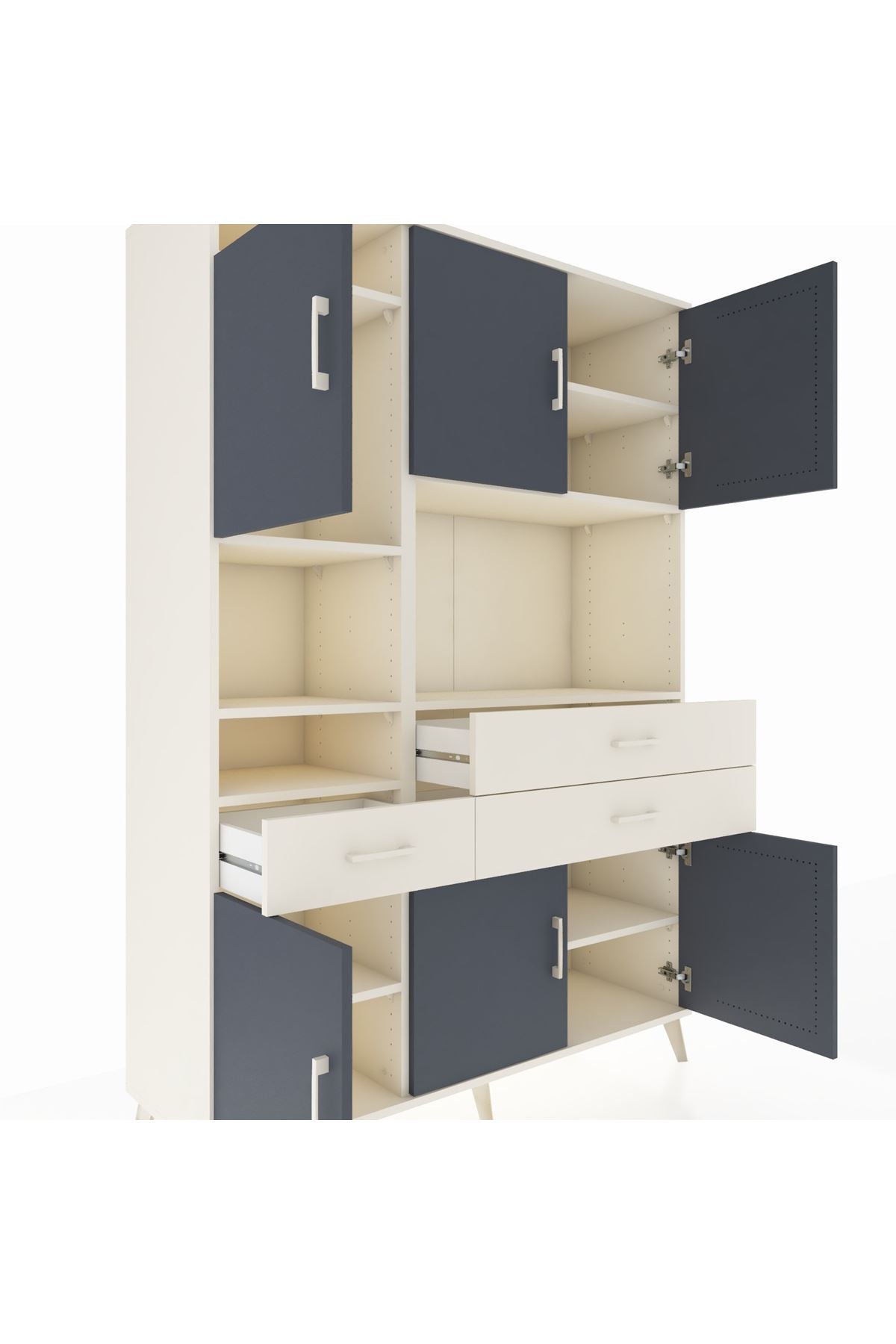 Hyperion Dolap 9 Raflı 3 Çekmeceli 6 Kapaklı 132x44x195 Aytaşı-Antrasit/Aytaşı