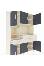 Hyperion Dolap 9 Raflı 3 Çekmeceli 6 Kapaklı 132x44x195 Aytaşı-Antrasit/Aytaşı