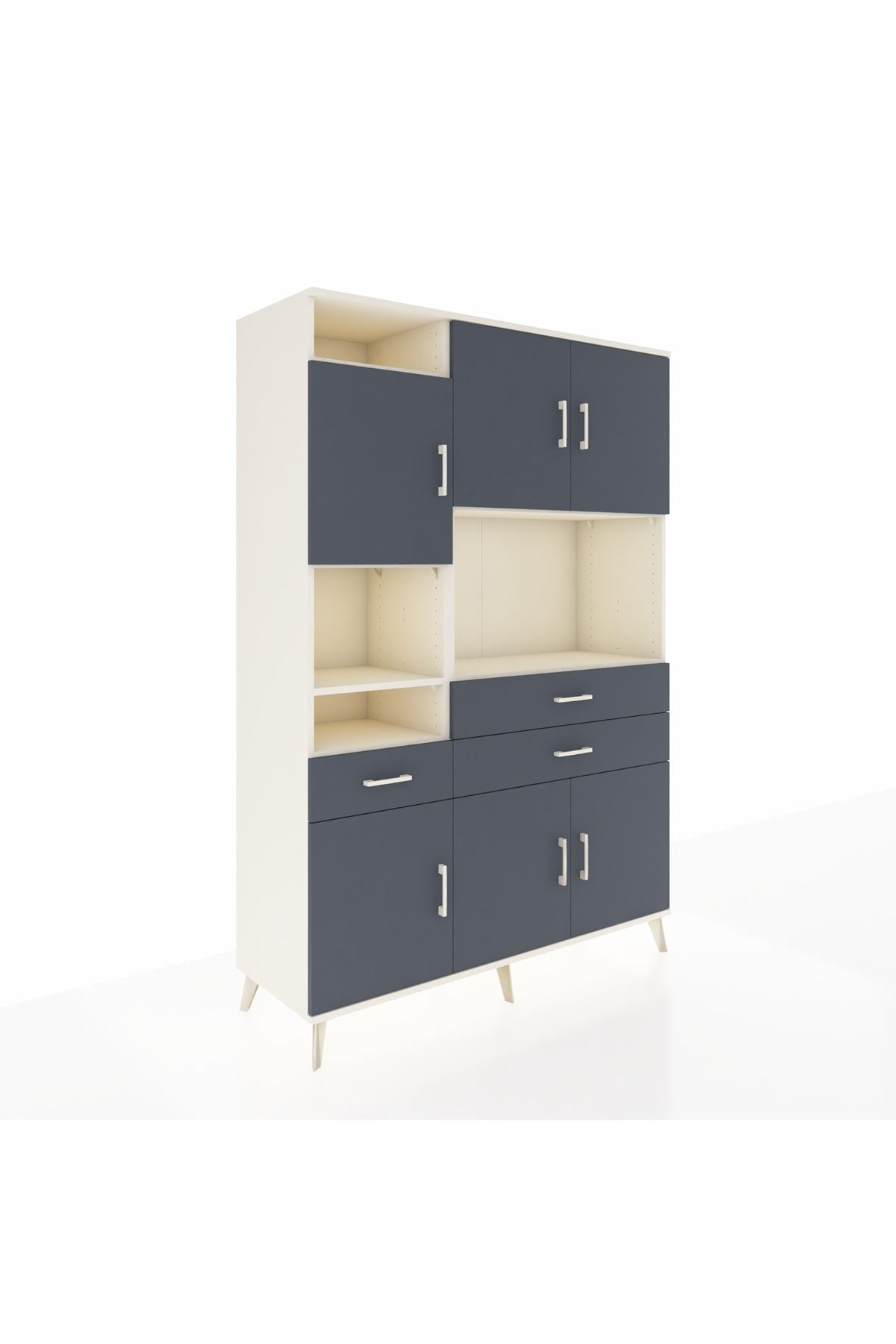 Hyperion Dolap 9 Raflı 3 Çekmeceli 6 Kapaklı 132x44x195 Aytaşı-Antrasit/Antrasit