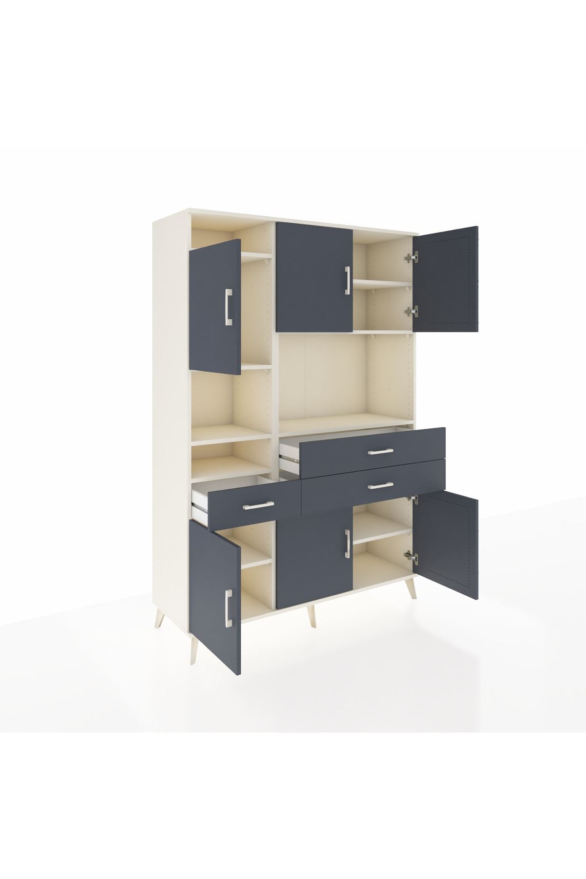 Hyperion Dolap 9 Raflı 3 Çekmeceli 6 Kapaklı 132x44x195 Aytaşı-Antrasit/Antrasit