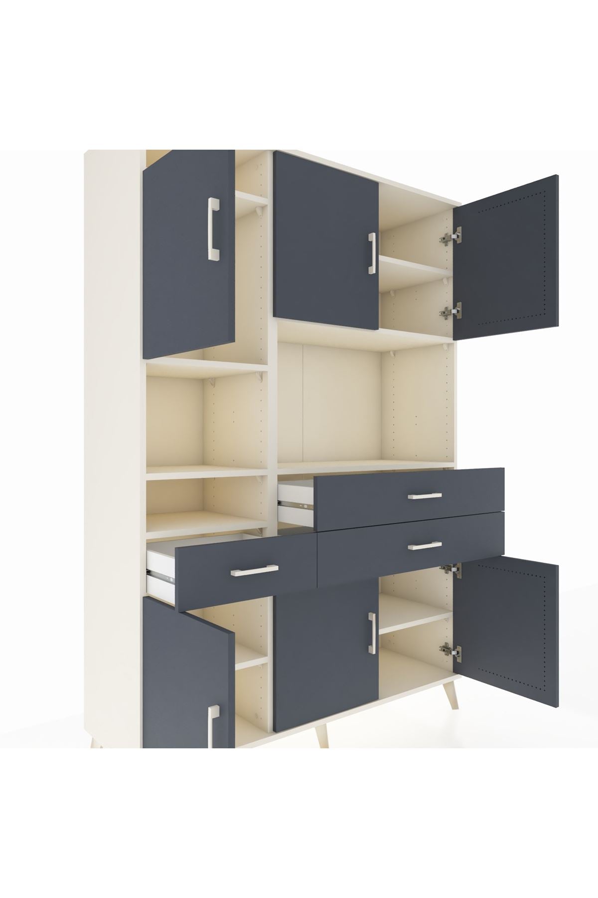 Hyperion Dolap 9 Raflı 3 Çekmeceli 6 Kapaklı 132x44x195 Aytaşı-Antrasit/Antrasit