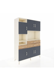 Hyperion Dolap 9 Raflı 3 Çekmeceli 6 Kapaklı 132x44x195 Aytaşı-Antrasit/Çam