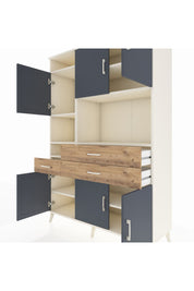 Hyperion Dolap 9 Raflı 3 Çekmeceli 6 Kapaklı 132x44x195 Aytaşı-Antrasit/Çam