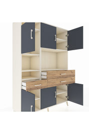 Hyperion Dolap 9 Raflı 3 Çekmeceli 6 Kapaklı 132x44x195 Aytaşı-Antrasit/Çam