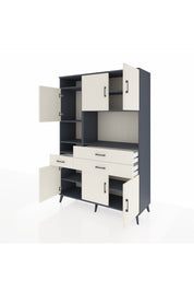 Hyperion Dolap 9 Raflı 3 Çekmeceli 6 Kapaklı 132x44x195 Antrasit-Aytaşı/Aytaşı