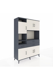 Hyperion Dolap 9 Raflı 3 Çekmeceli 6 Kapaklı 132x44x195 Antrasit-Aytaşı/Antrasit