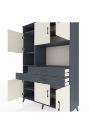 Hyperion Dolap 9 Raflı 3 Çekmeceli 6 Kapaklı 132x44x195 Antrasit-Aytaşı/Antrasit