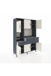 Hyperion Dolap 9 Raflı 3 Çekmeceli 6 Kapaklı 132x44x195 Antrasit-Aytaşı/Antrasit