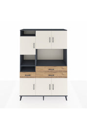 Hyperion Dolap 9 Raflı 3 Çekmeceli 6 Kapaklı 132x44x195 Antrasit-Aytaşı/Çam