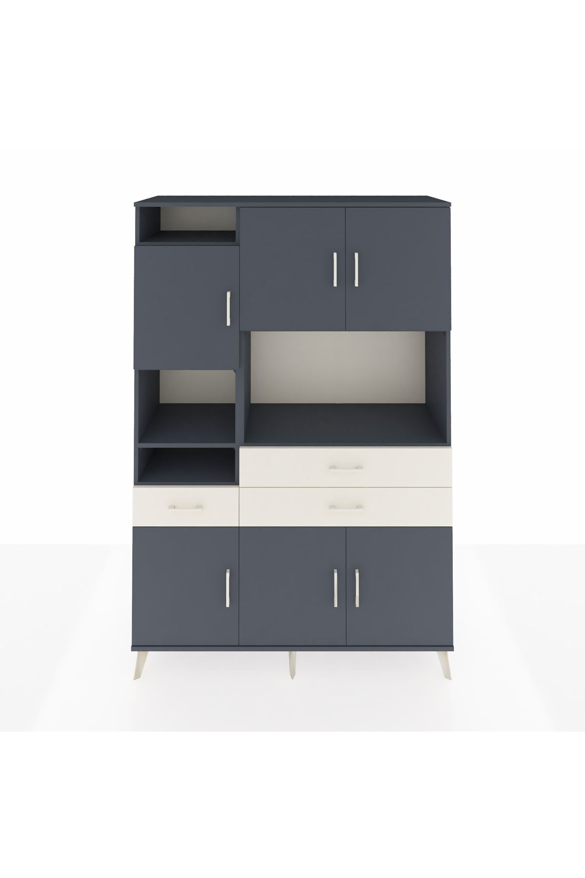 Hyperion Dolap 9 Raflı 3 Çekmeceli 6 Kapaklı 132x44x195 Antrasit-Antrasit/Aytaşı