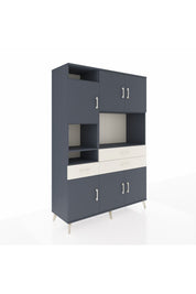 Hyperion Dolap 9 Raflı 3 Çekmeceli 6 Kapaklı 132x44x195 Antrasit-Antrasit/Aytaşı