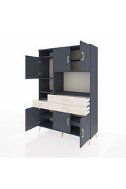 Hyperion Dolap 9 Raflı 3 Çekmeceli 6 Kapaklı 132x44x195 Antrasit-Antrasit/Aytaşı