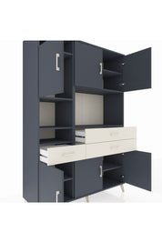 Hyperion Dolap 9 Raflı 3 Çekmeceli 6 Kapaklı 132x44x195 Antrasit-Antrasit/Aytaşı