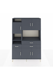 Hyperion Dolap 9 Raflı 3 Çekmeceli 6 Kapaklı 132x44x195 Antrasit-Antrasit/Antrasit