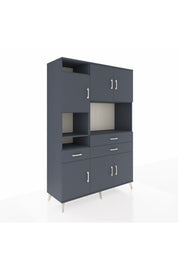 Hyperion Dolap 9 Raflı 3 Çekmeceli 6 Kapaklı 132x44x195 Antrasit-Antrasit/Antrasit