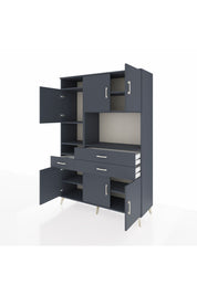 Hyperion Dolap 9 Raflı 3 Çekmeceli 6 Kapaklı 132x44x195 Antrasit-Antrasit/Antrasit