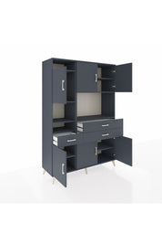 Hyperion Dolap 9 Raflı 3 Çekmeceli 6 Kapaklı 132x44x195 Antrasit-Antrasit/Antrasit