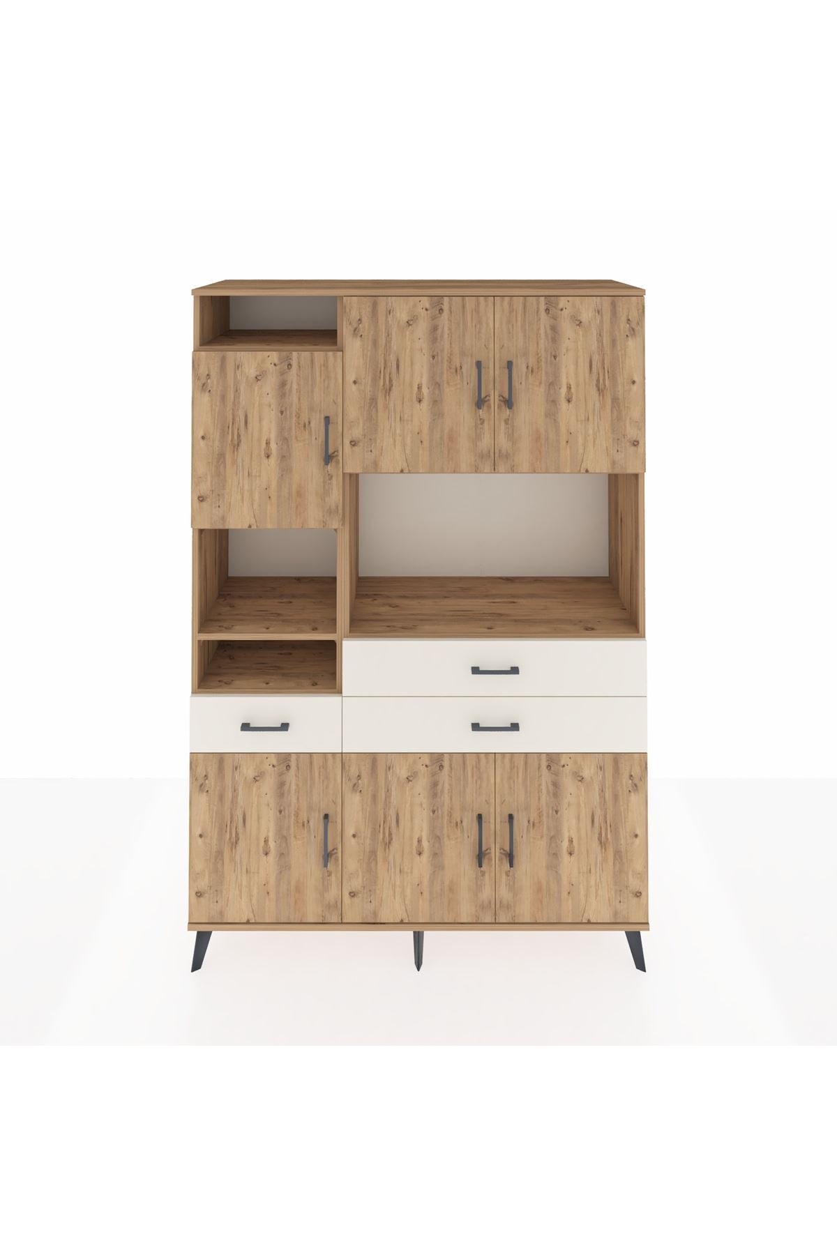 Hyperion Dolap 9 Raflı 3 Çekmeceli 6 Kapaklı 132x44x195 Çam-Çam/Aytaşı