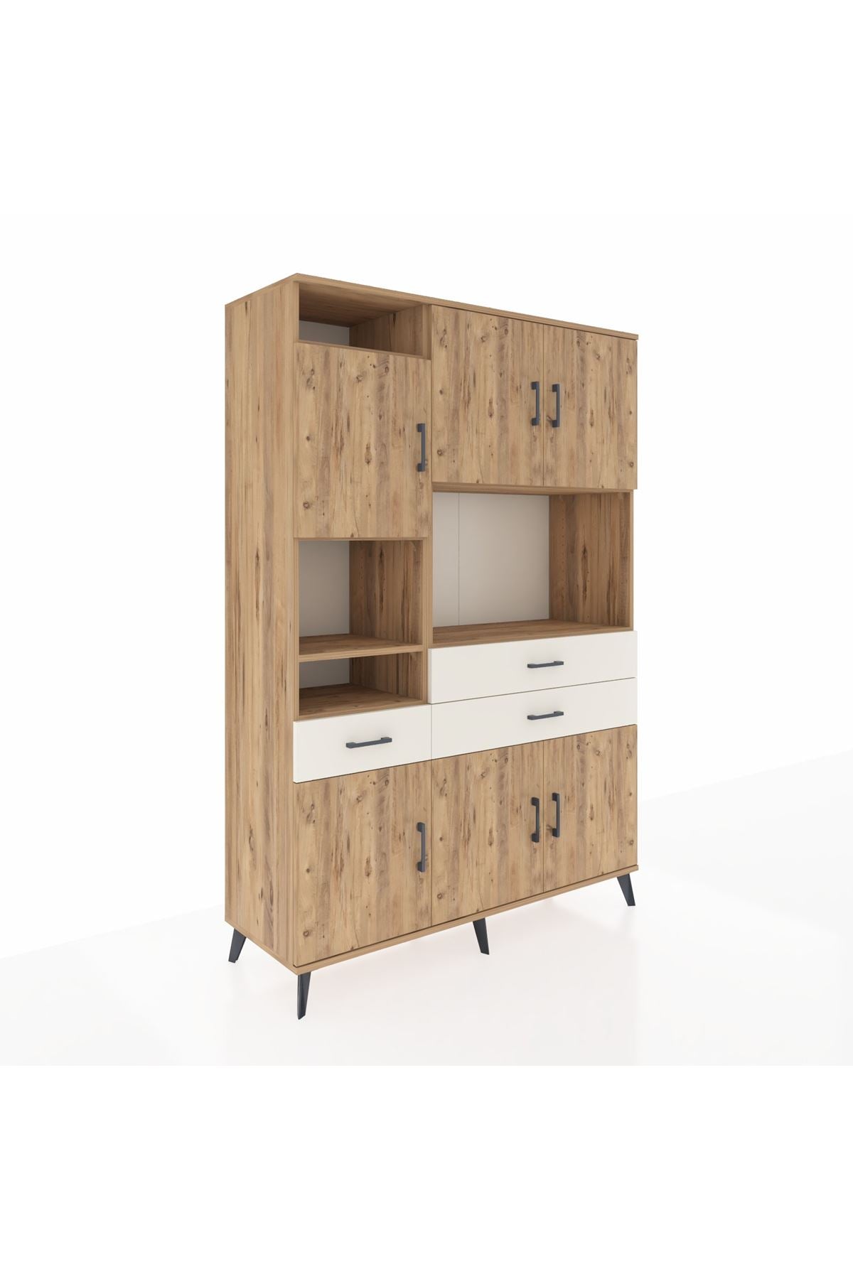 Hyperion Dolap 9 Raflı 3 Çekmeceli 6 Kapaklı 132x44x195 Çam-Çam/Aytaşı