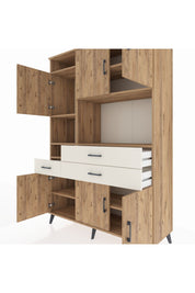 Hyperion Dolap 9 Raflı 3 Çekmeceli 6 Kapaklı 132x44x195 Çam-Çam/Aytaşı