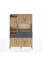 Hyperion Dolap 9 Raflı 3 Çekmeceli 6 Kapaklı 132x44x195 Çam-Çam/Antrasit