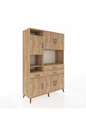 Hyperion Dolap 9 Raflı 3 Çekmeceli 6 Kapaklı 132x44x195 Çam-Çam/Çam