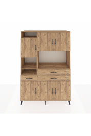 Hyperion Dolap 9 Raflı 3 Çekmeceli 6 Kapaklı 132x44x195 Çam-Çam/Çam