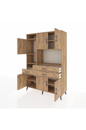 Hyperion Dolap 9 Raflı 3 Çekmeceli 6 Kapaklı 132x44x195 Çam-Çam/Çam