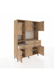 Hyperion Dolap 9 Raflı 3 Çekmeceli 6 Kapaklı 132x44x195 Çam-Çam/Çam