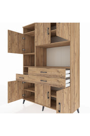 Hyperion Dolap 9 Raflı 3 Çekmeceli 6 Kapaklı 132x44x195 Çam-Çam/Çam