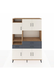 Hyperion Dolap 9 Raflı 3 Çekmeceli 6 Kapaklı 132x44x195 Çam-Aytaşı/Antrasit