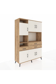 Hyperion Dolap 9 Raflı 3 Çekmeceli 6 Kapaklı 132x44x195 Çam-Aytaşı/Çam