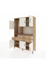 Hyperion Dolap 9 Raflı 3 Çekmeceli 6 Kapaklı 132x44x195 Çam-Aytaşı/Çam