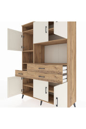 Hyperion Dolap 9 Raflı 3 Çekmeceli 6 Kapaklı 132x44x195 Çam-Aytaşı/Çam