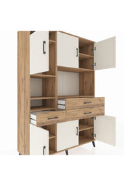 Hyperion Dolap 9 Raflı 3 Çekmeceli 6 Kapaklı 132x44x195 Çam-Aytaşı/Çam