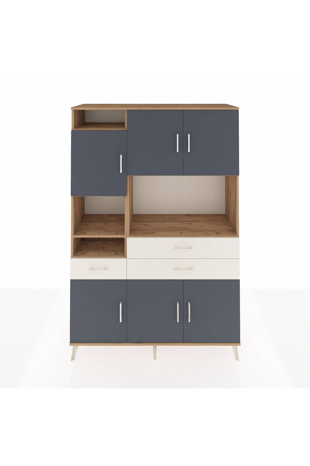 Hyperion Dolap 9 Raflı 3 Çekmeceli 6 Kapaklı 132x44x195 Çam-Antrasit/Aytaşı