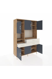 Hyperion Dolap 9 Raflı 3 Çekmeceli 6 Kapaklı 132x44x195 Çam-Antrasit/Aytaşı