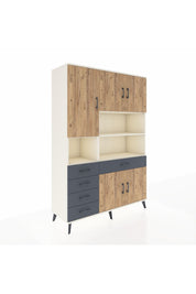 Hyperion Dolap 9 Raflı 5 Çekmeceli 5 Kapaklı 132x44x195 Aytaşı-Çam/Antrasit