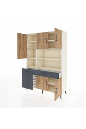 Hyperion Dolap 9 Raflı 5 Çekmeceli 5 Kapaklı 132x44x195 Aytaşı-Çam/Antrasit