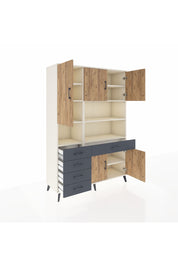 Hyperion Dolap 9 Raflı 5 Çekmeceli 5 Kapaklı 132x44x195 Aytaşı-Çam/Antrasit